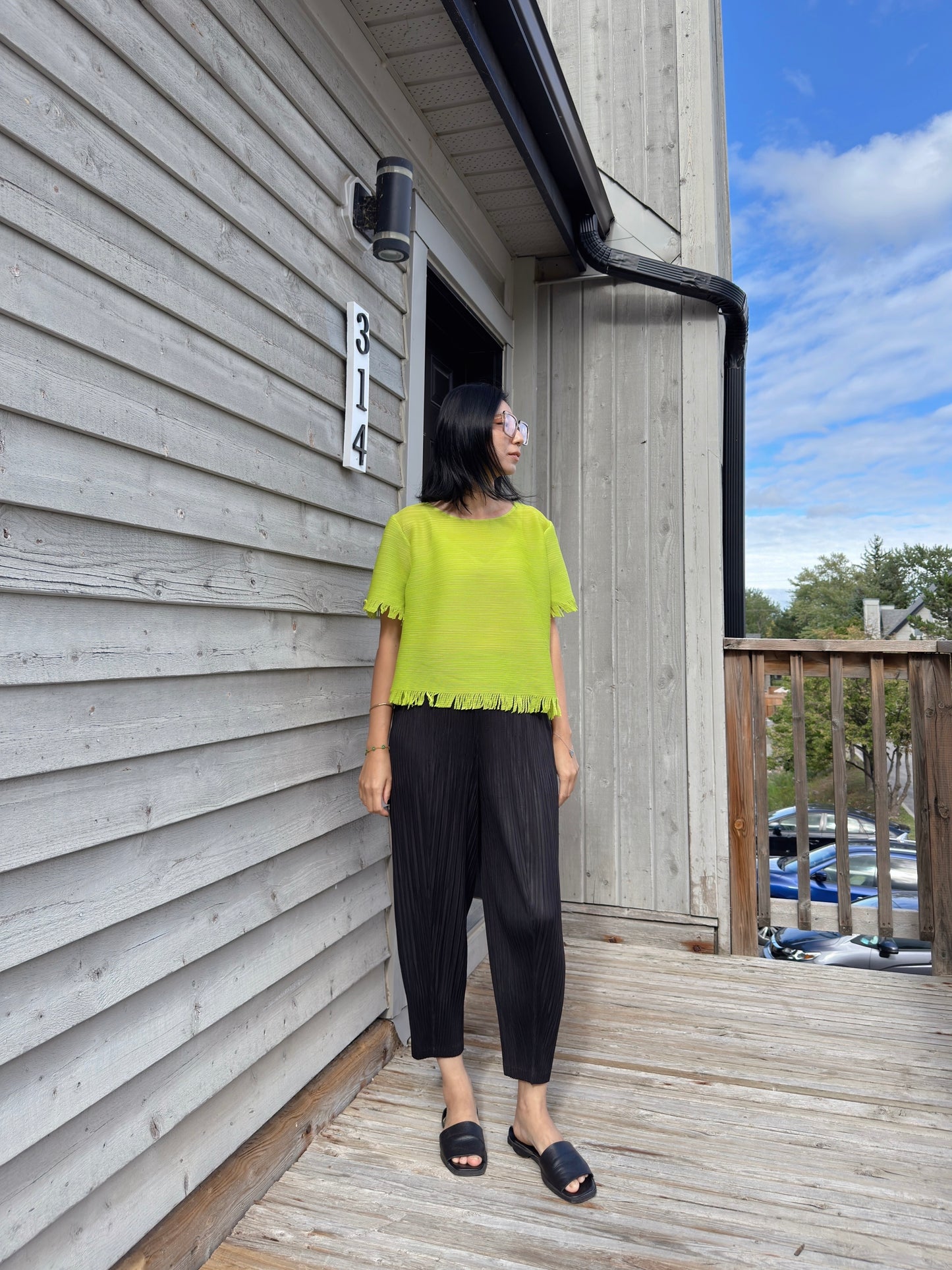 SS)Pleated baggy pants (gray,black)