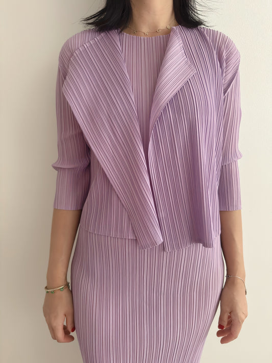 Lavender pleated Midi-length cardigan