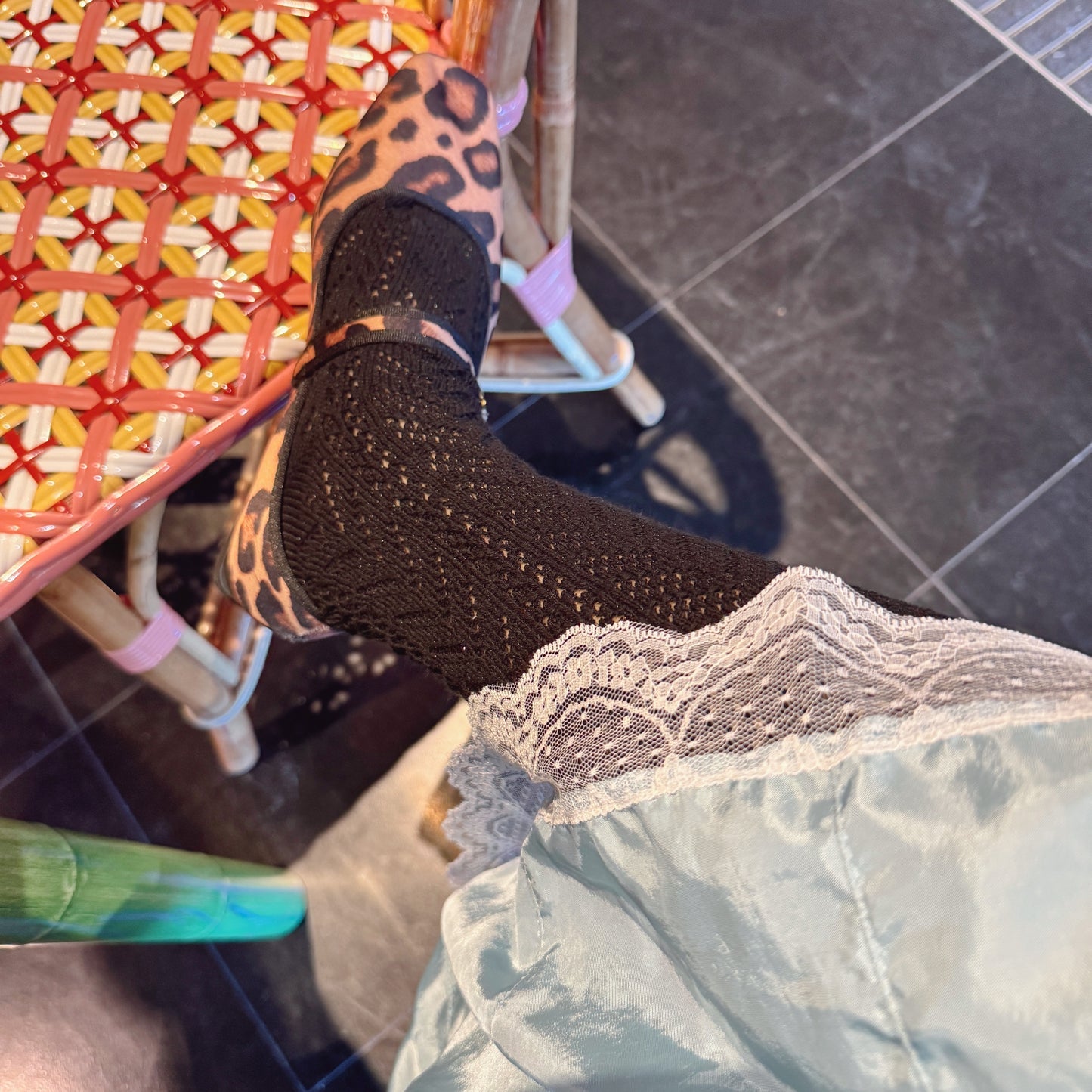 crochet knee socks ( black , gray, charcoal )