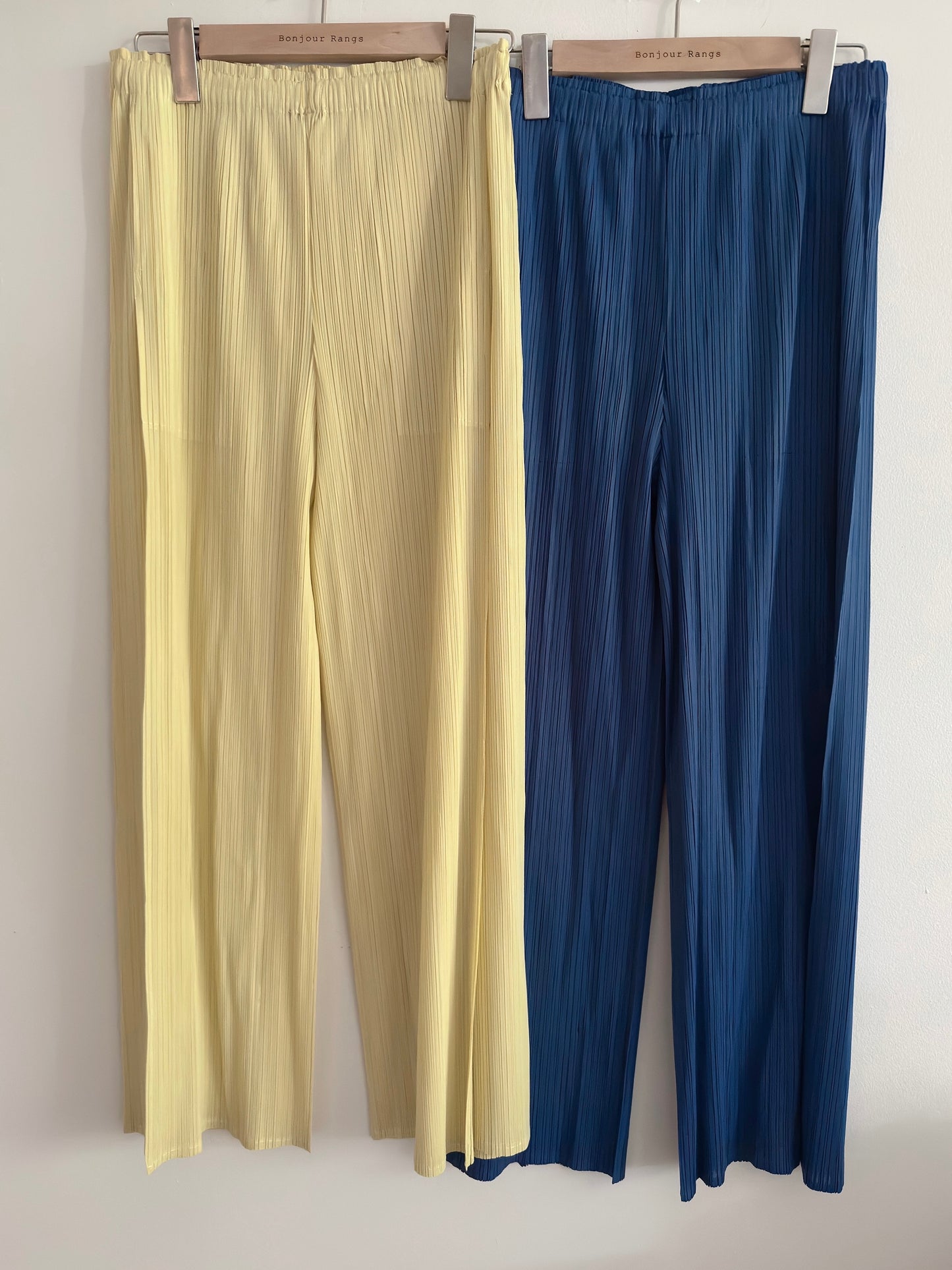 Pleated Double Wrap Pants (lemon,blue)