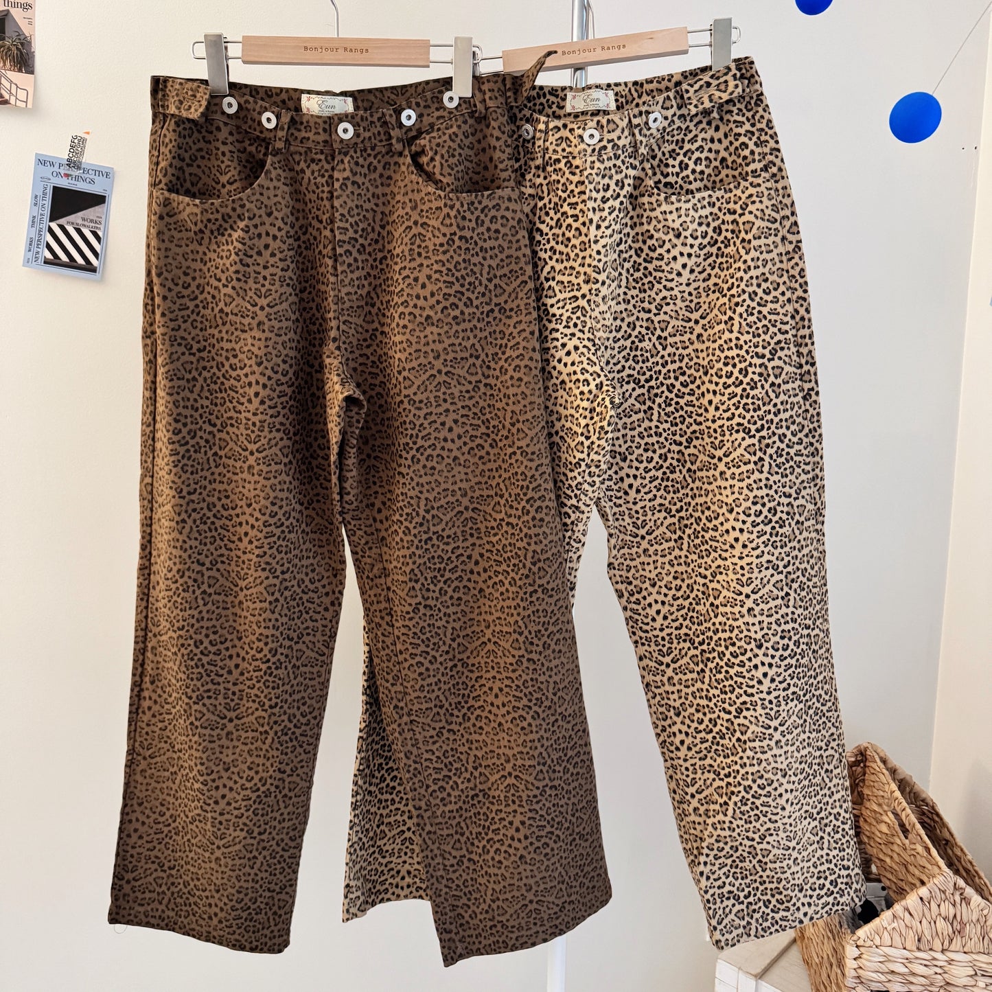 vintage animal print pants (beige,brown)