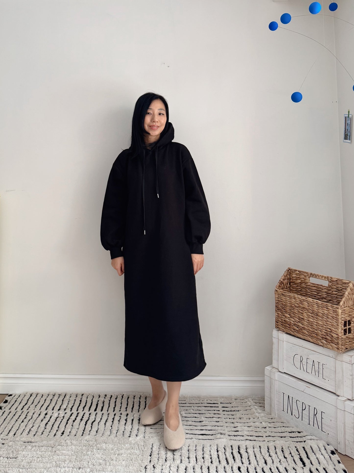 Hoodie long dress (gray,oatmeal, black)