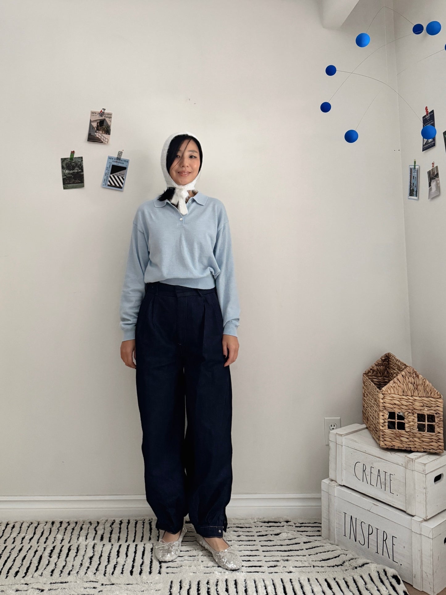 Italy collar knit (gray,yellow,pastel blue,blue)