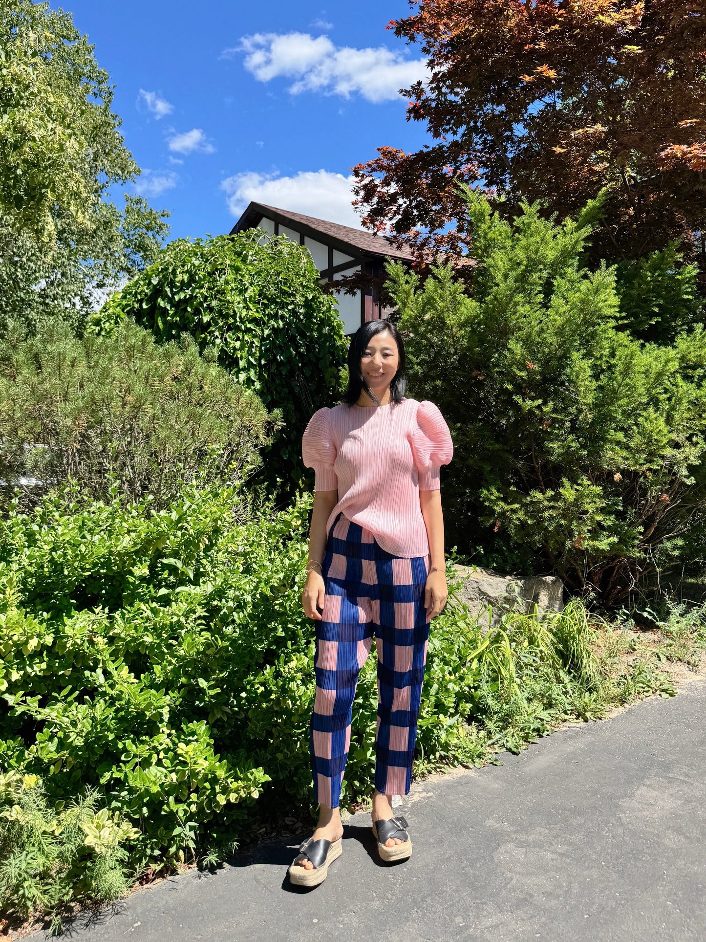 Pleats puff sleeves   (pink,yellow,black)