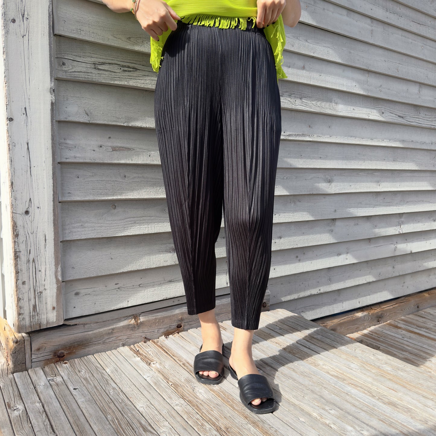 SS)Pleated baggy pants (gray,black)