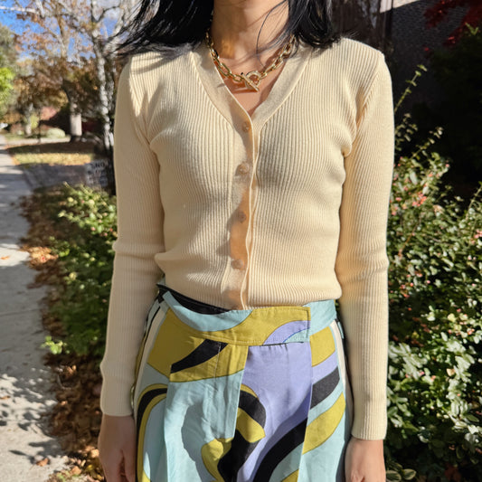 Basic V neck Cardigan (yellow, black)