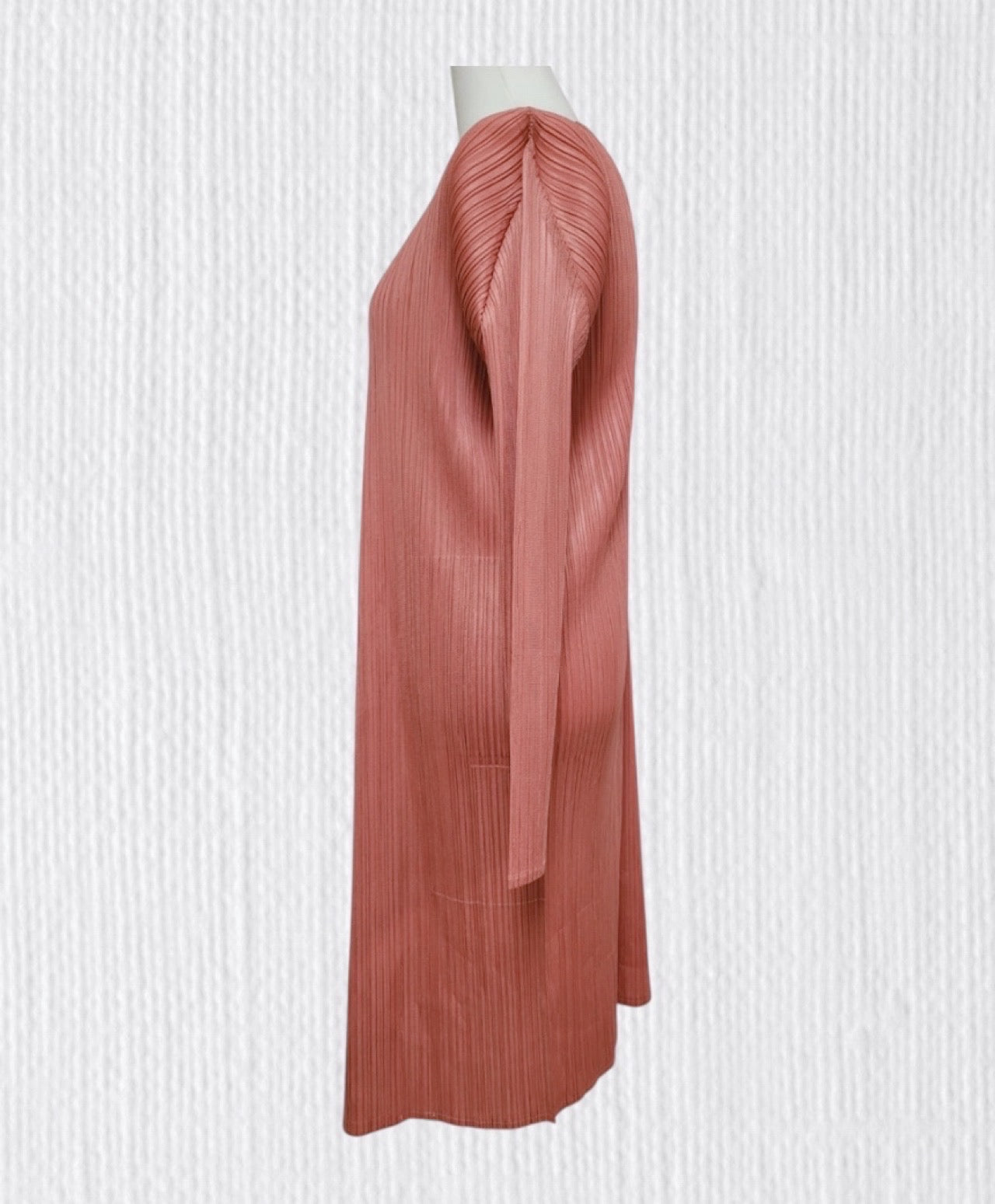 Pleats midi cardigan (ruby, gray khaki)