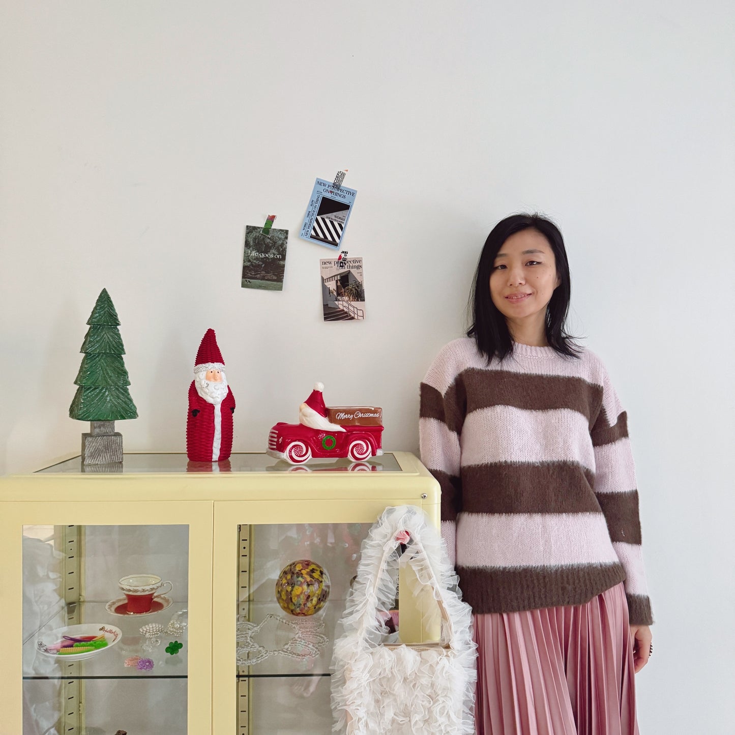 Striped knit (pink,gray)