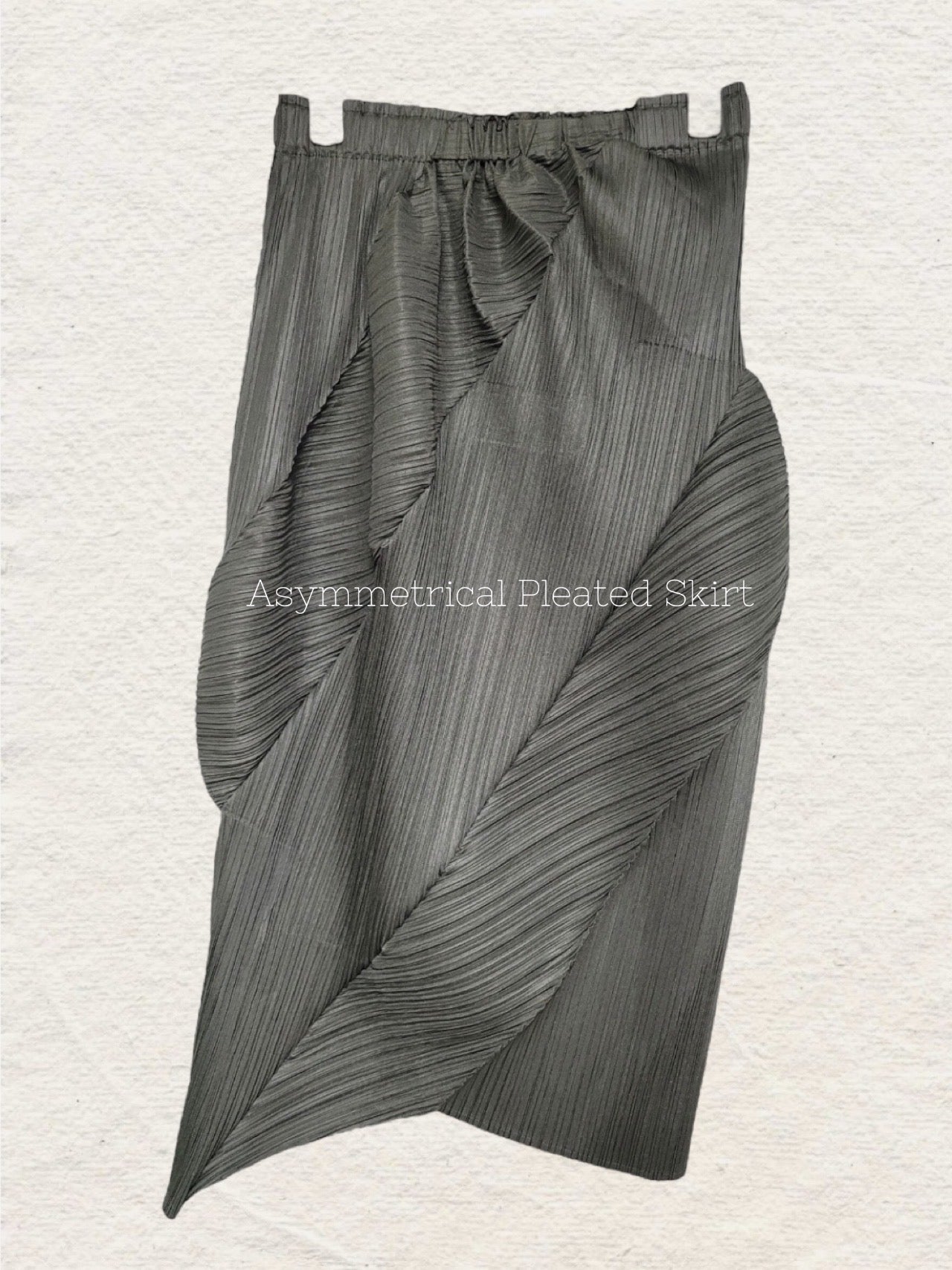Asymmetrical Pleated Skirt (gray,black)