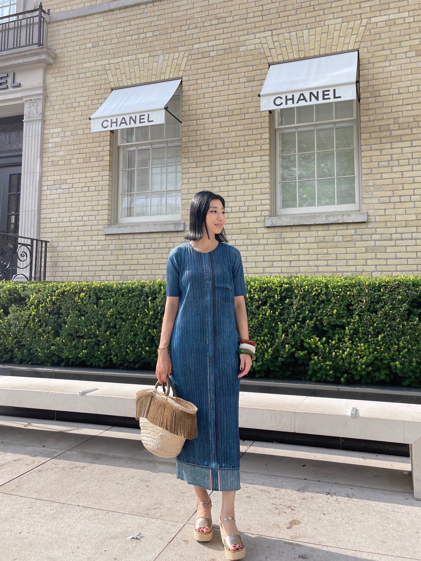 Pleats denim dress