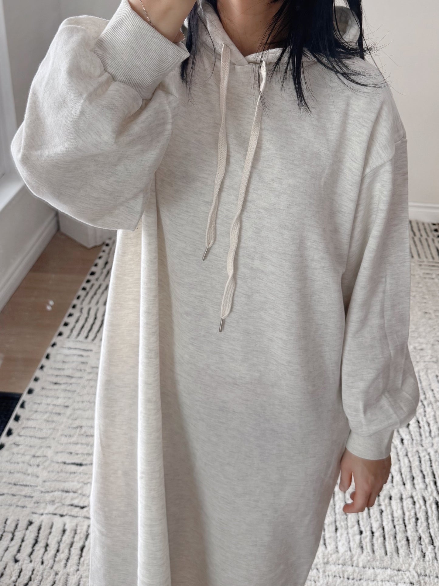 Hoodie long dress (gray,oatmeal, black)