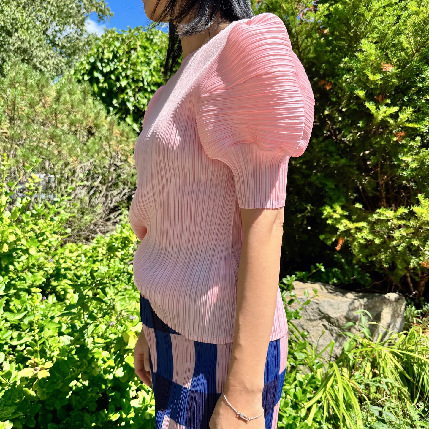 Pleats puff sleeves   (pink,yellow,black)
