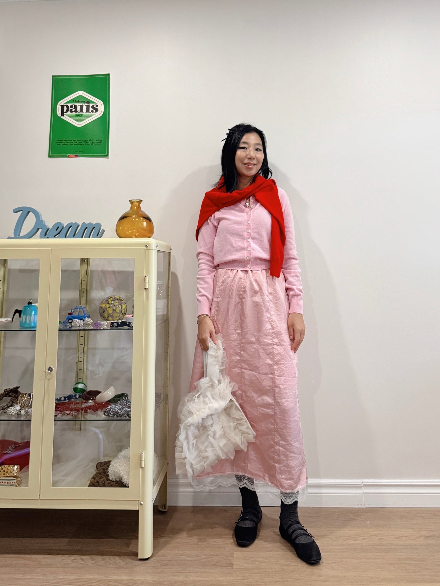 Merino Wool Cardigan (red, gray, pink)