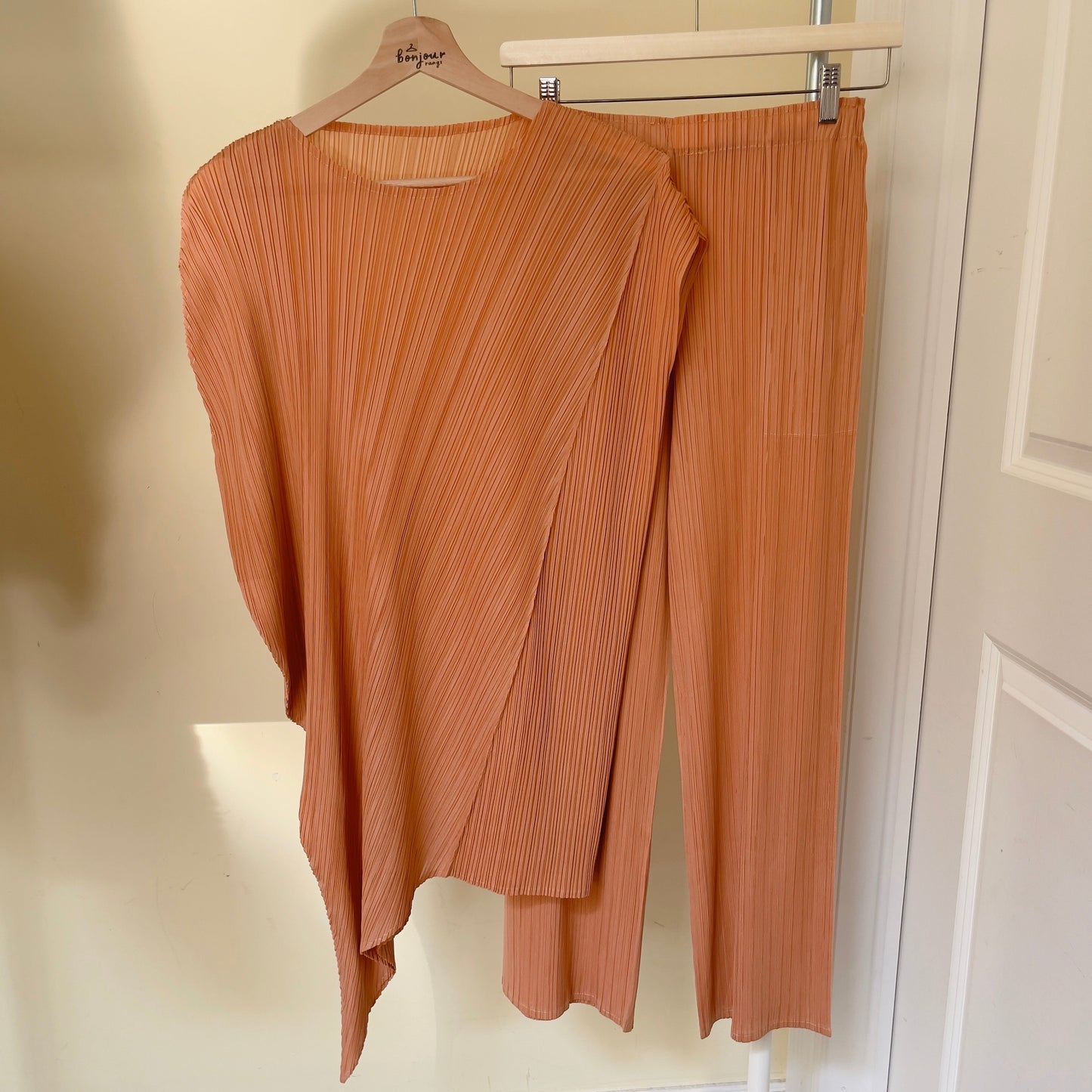 Unbalanced pleats Top(orange,pink)