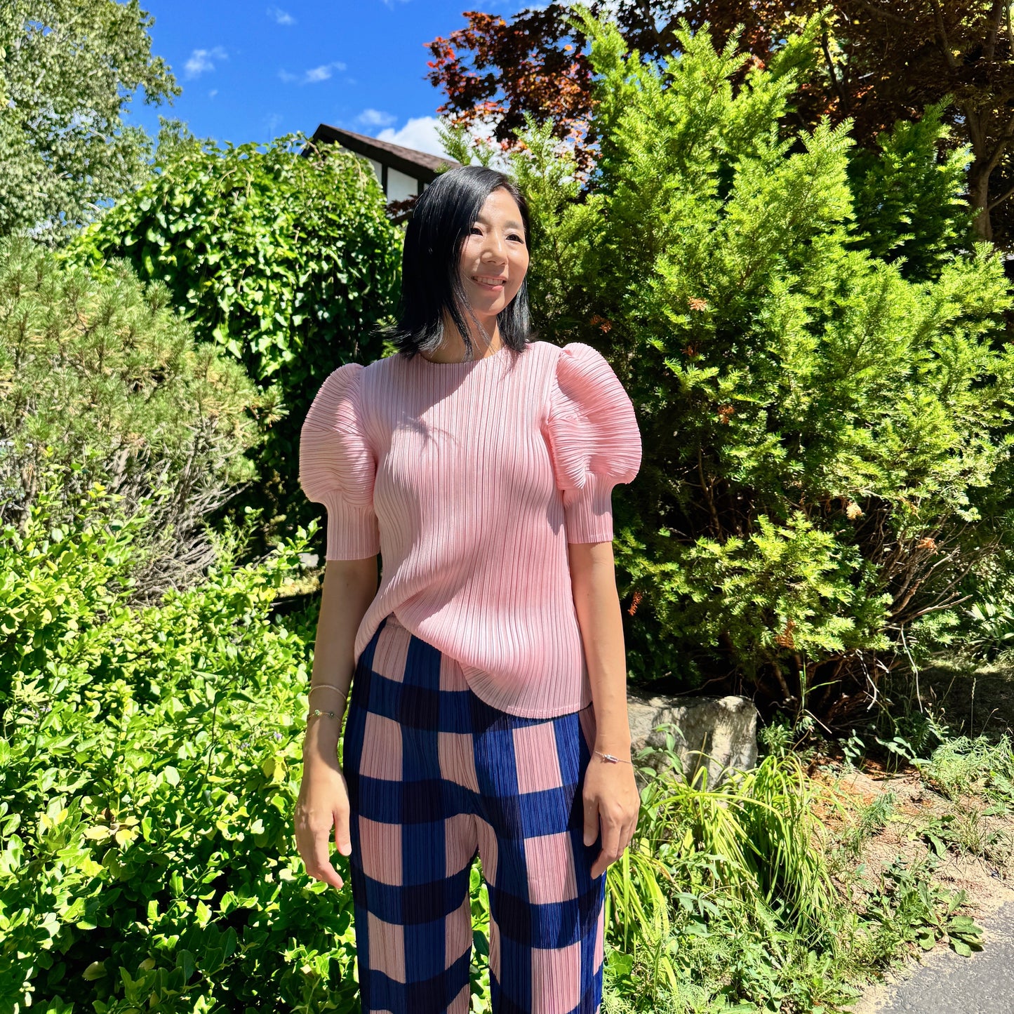 Pleats puff sleeves   (pink,yellow,black)