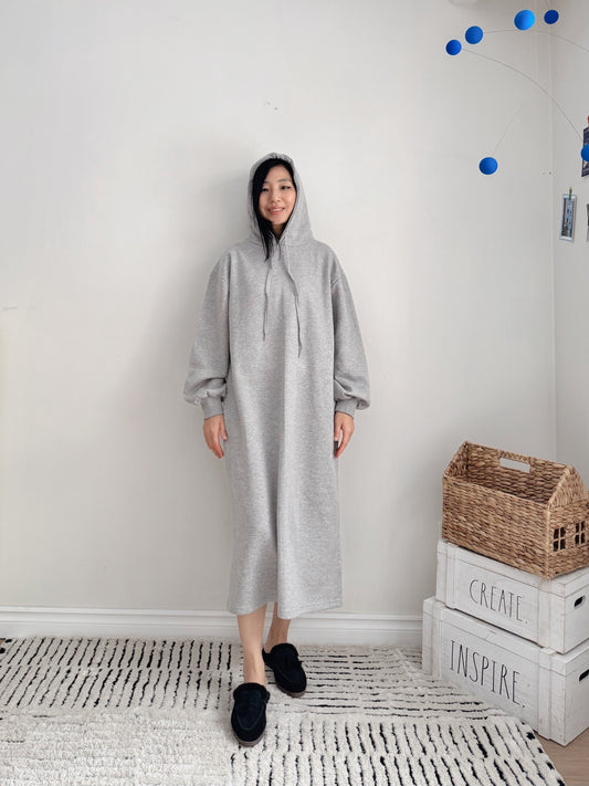 Hoodie long dress (gray,oatmeal, black)