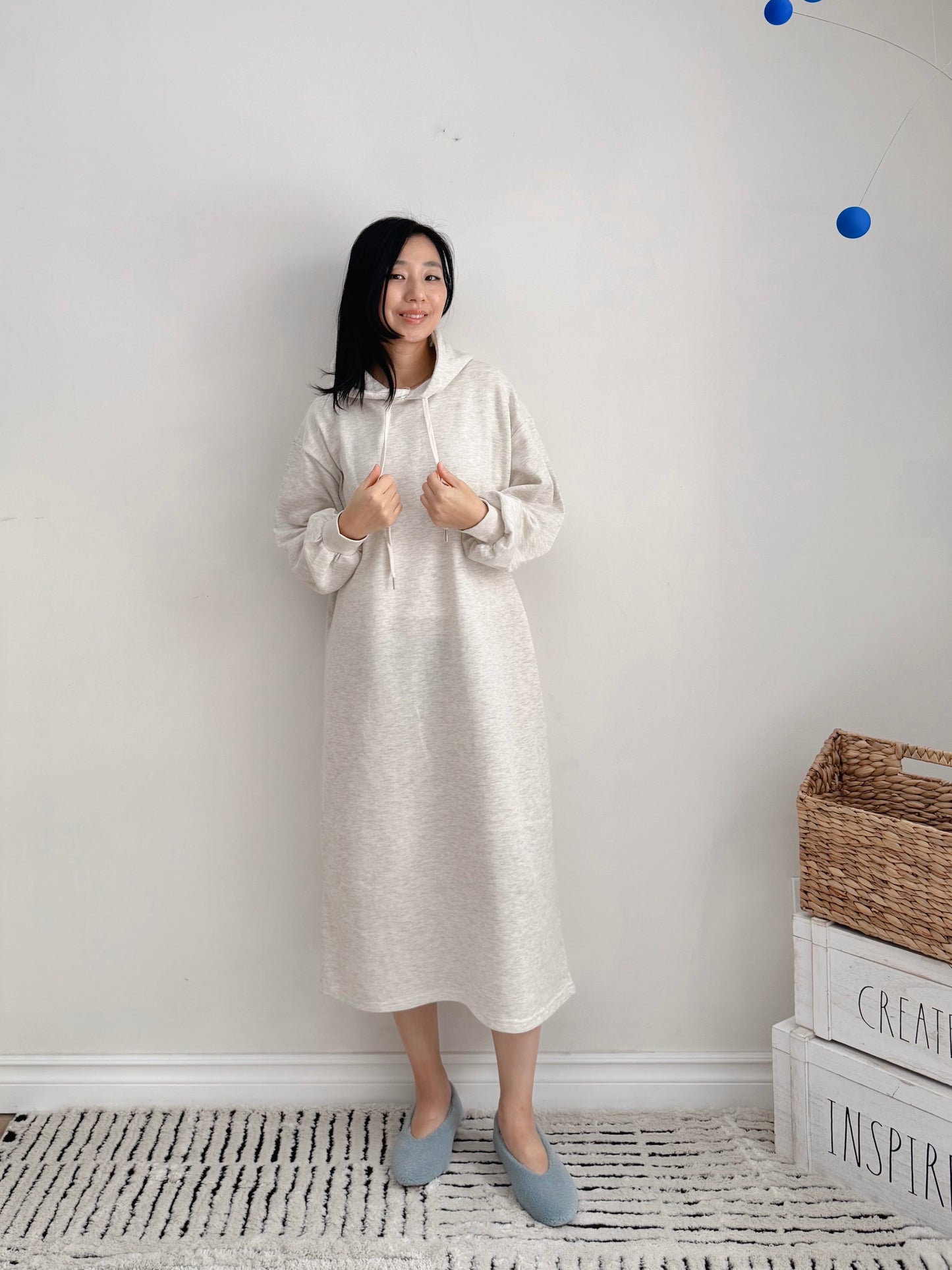 Hoodie long dress (gray,oatmeal, black)