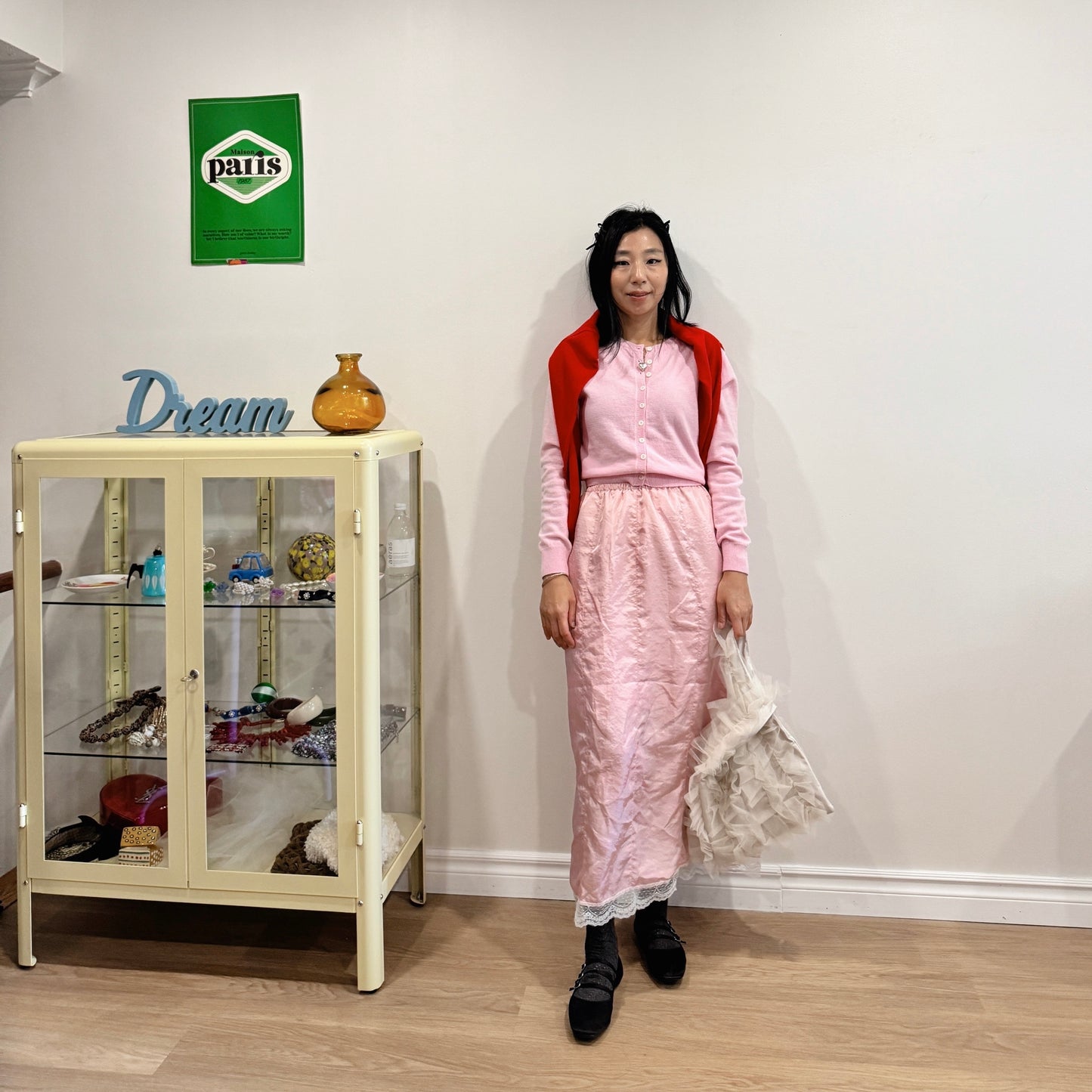 Merino Wool Cardigan (red, gray, pink)