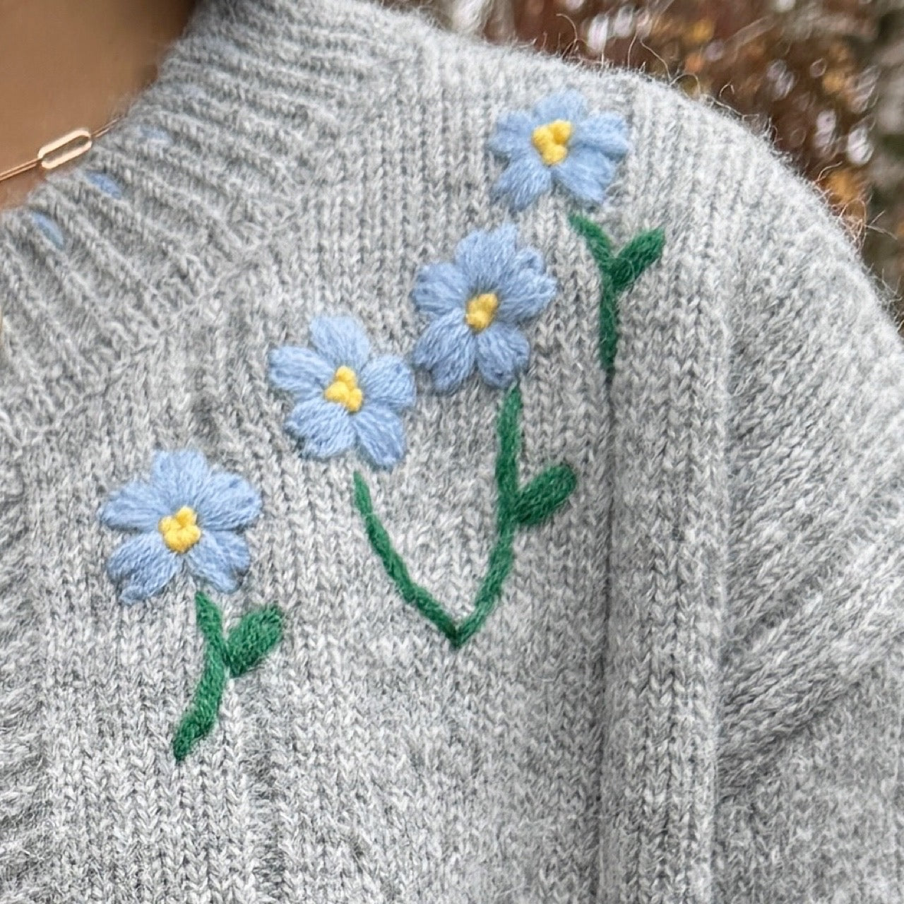 Vintage flower cardigan (grey,yellow,brown)