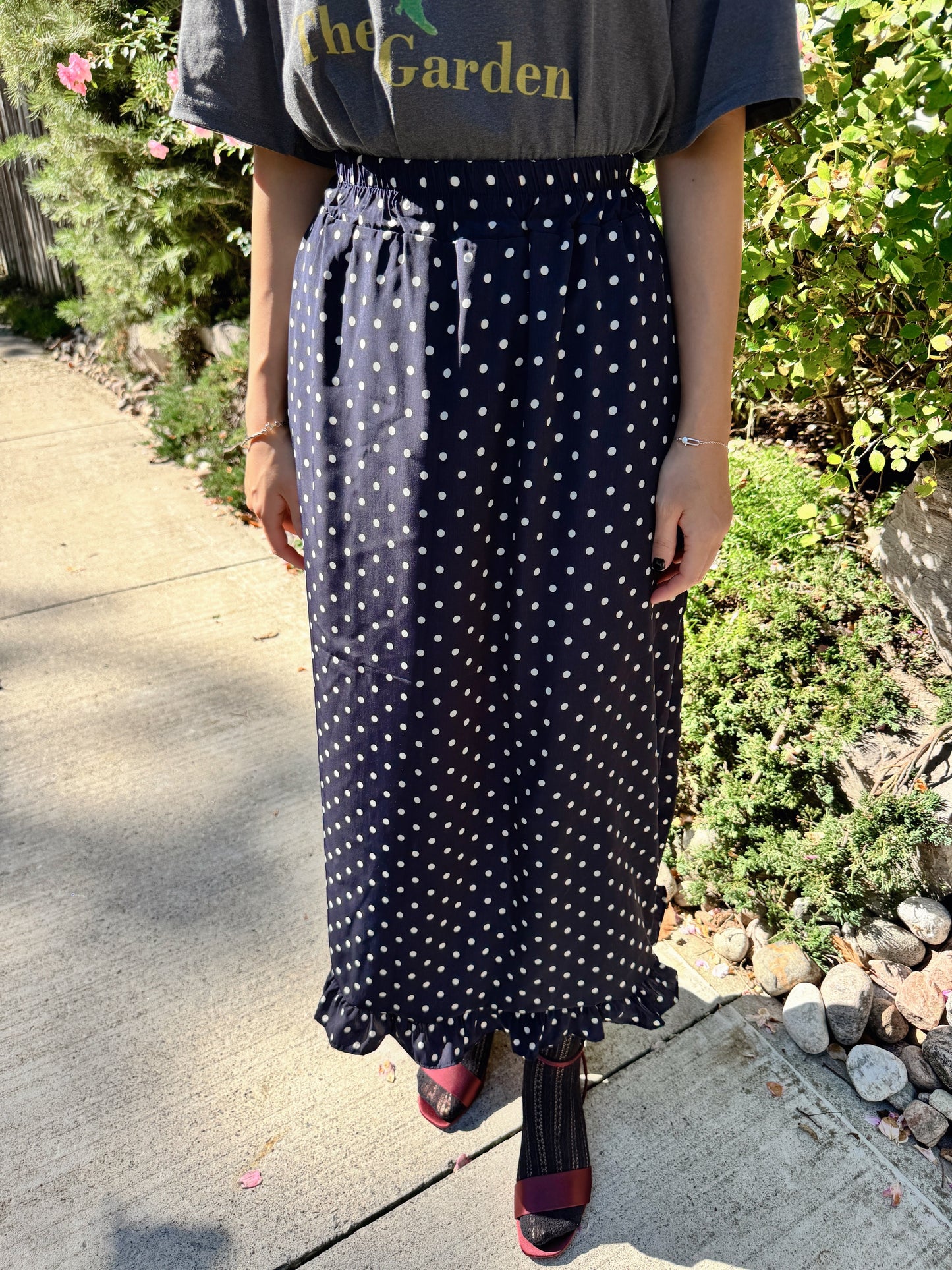 Dot frill skirt