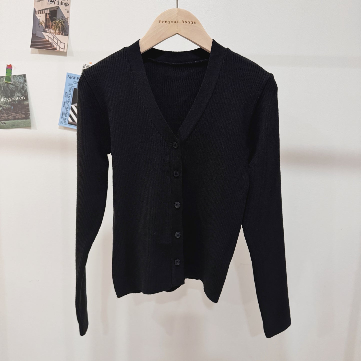 Basic V neck Cardigan (yellow, black)