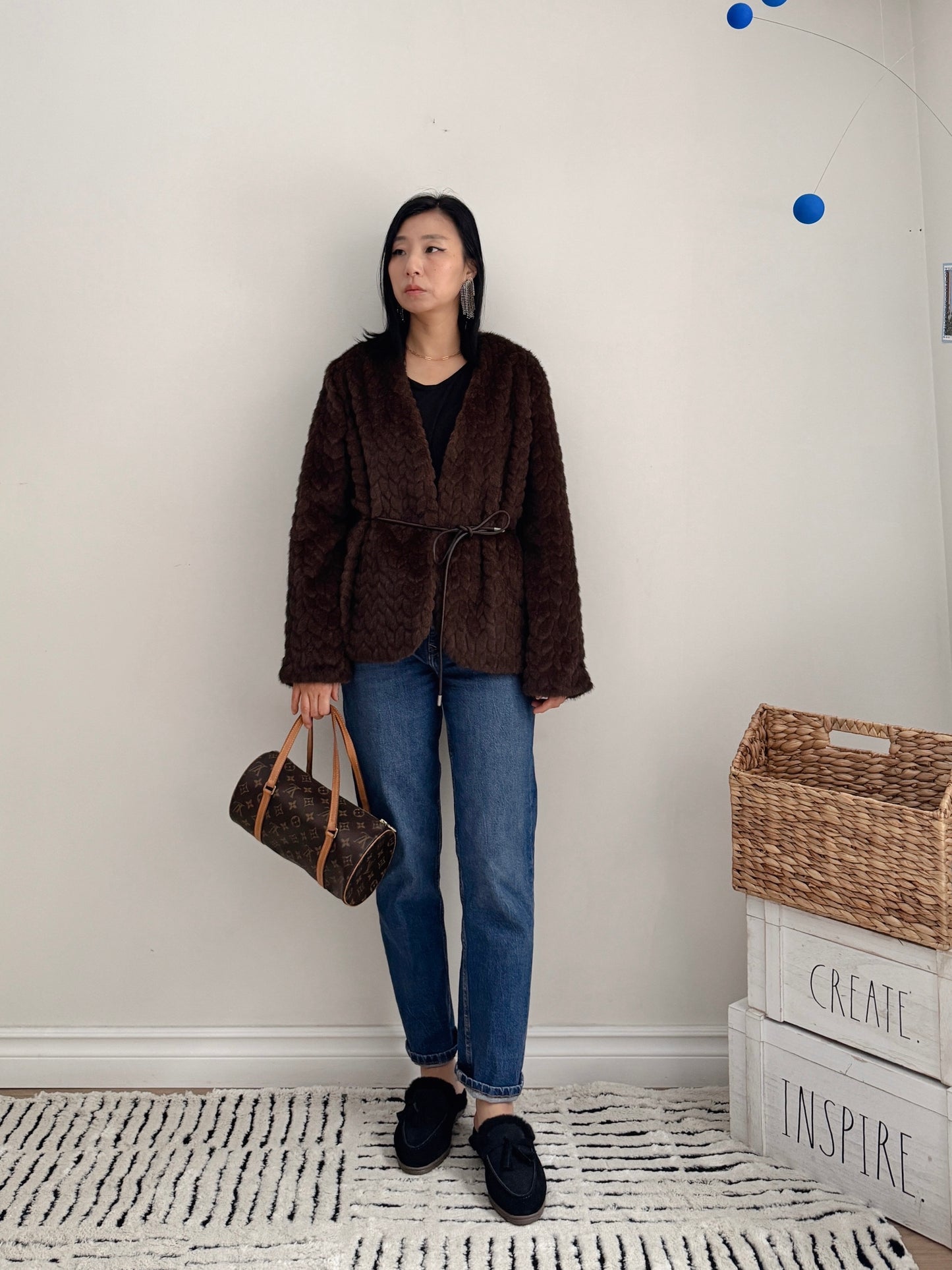 Misty mood faux fur jacket ( ivory, gray, brown)