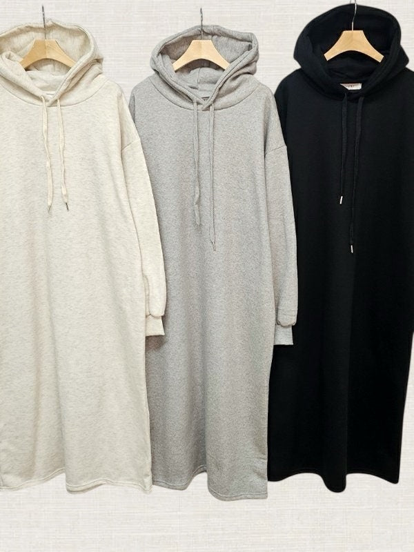 Hoodie long dress (gray,oatmeal, black)