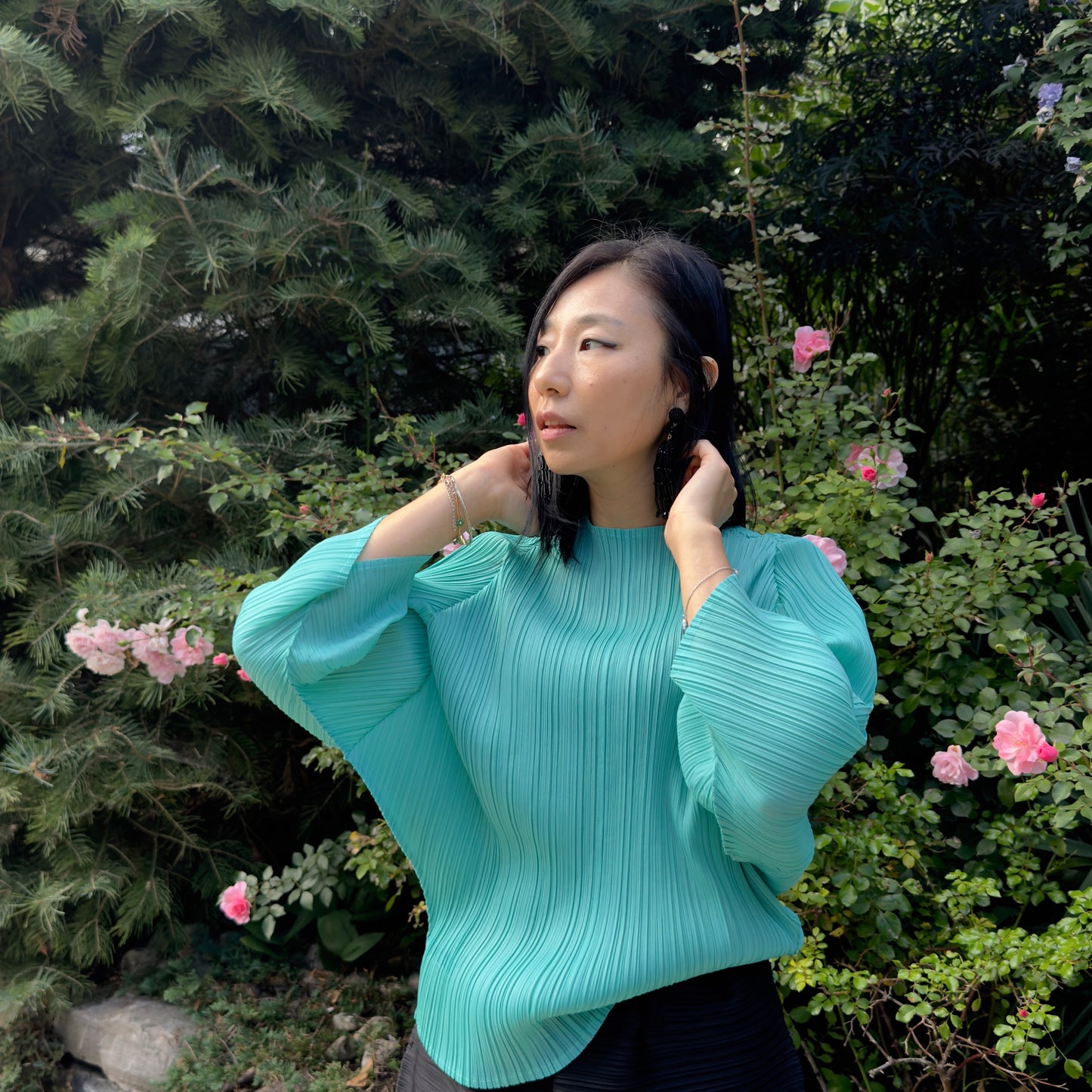 Pleated Dolman Top(camel, mint)