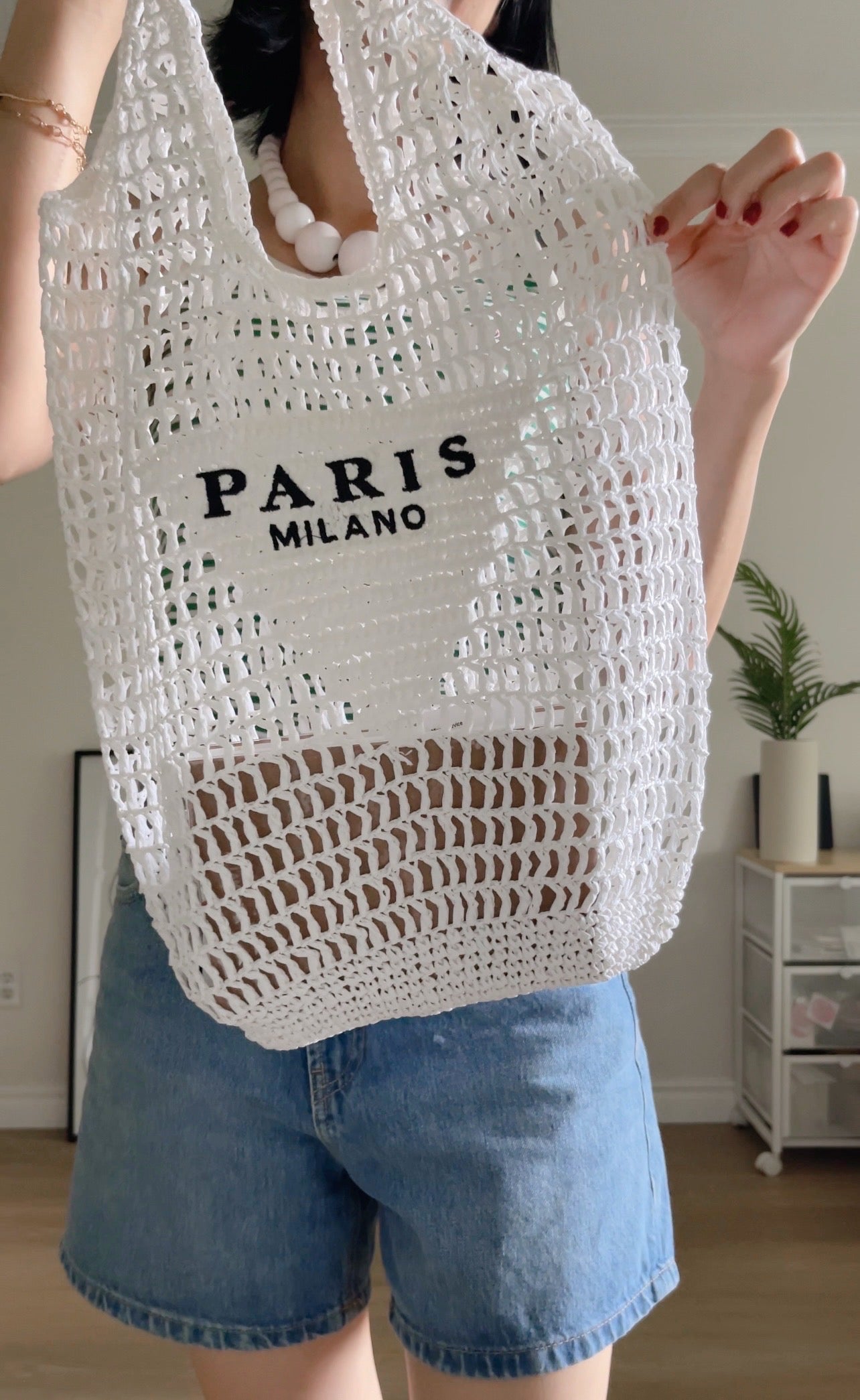 Paris beachbag (white, blue, orange, lime, beige, black)