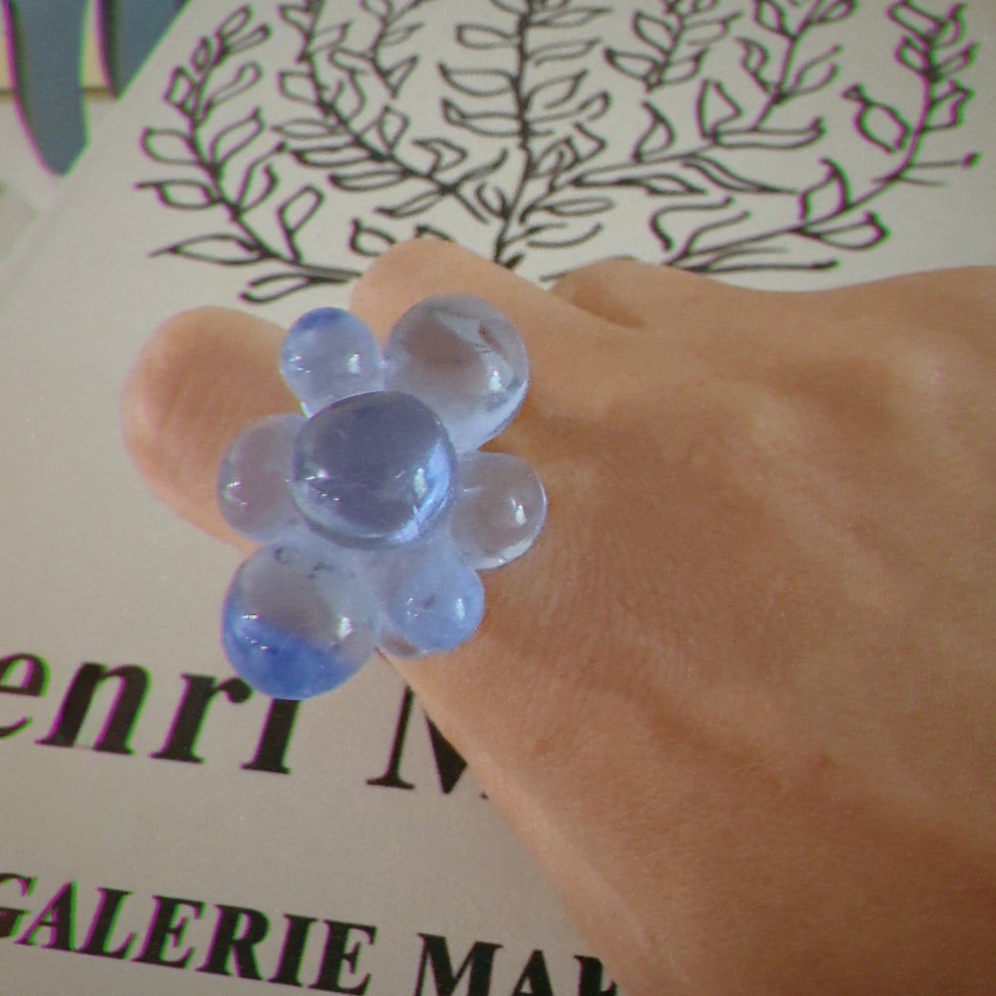 Flower acrylic ring(blue, Green, White)