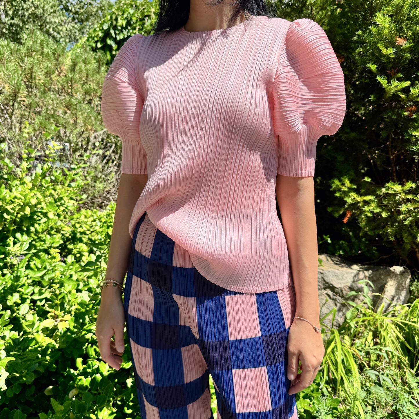 Pleats puff sleeves   (pink,yellow,black)