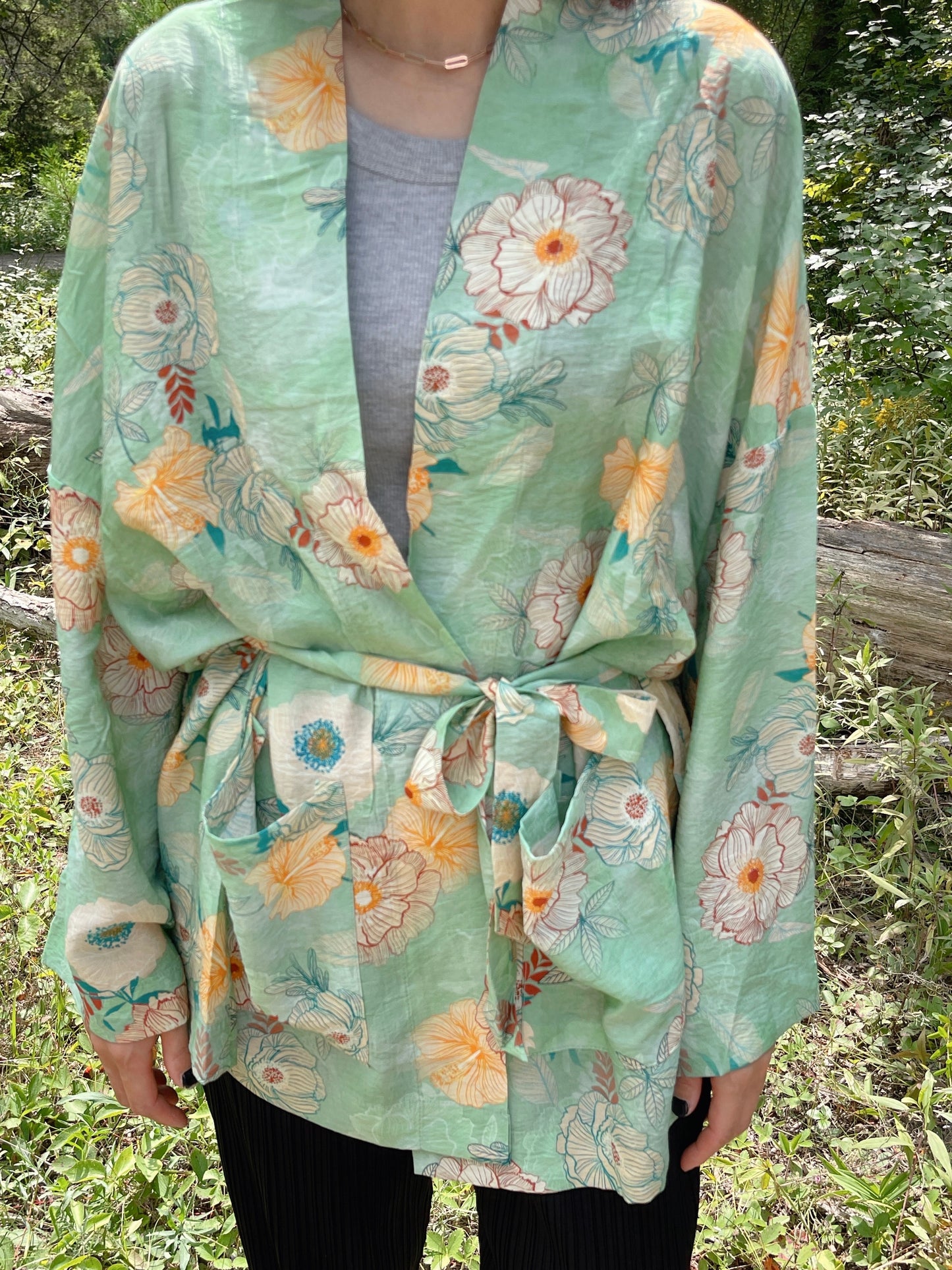 Printed Robe( purple, green)