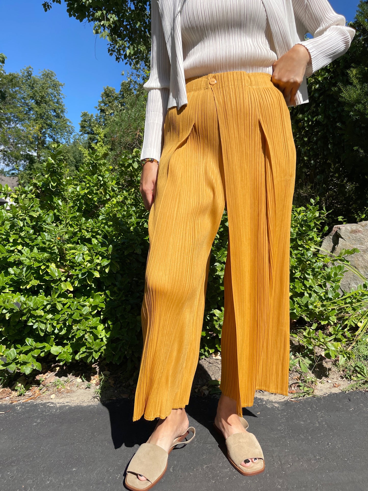 Button wrap pants (mustard, blue, ivory, black)