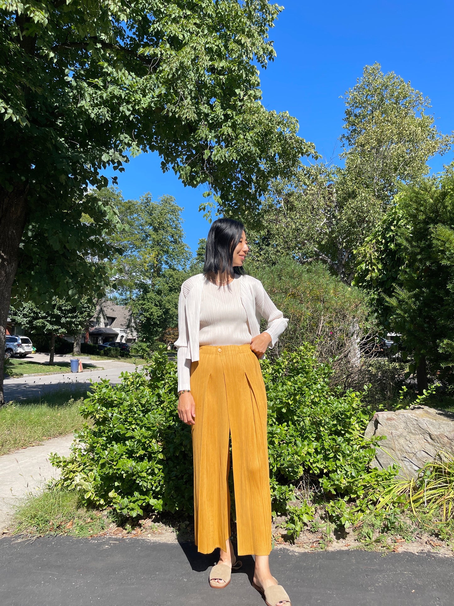 Button wrap pants (mustard, blue, ivory, black)