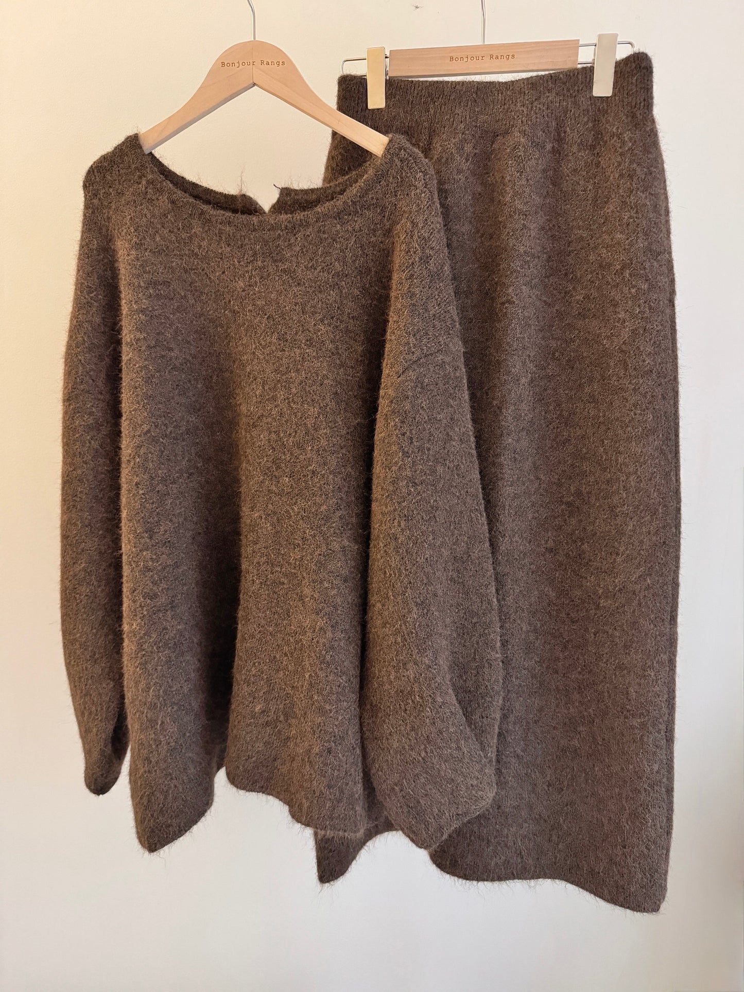 Button Knit Two Piece Sets(brown, grey)