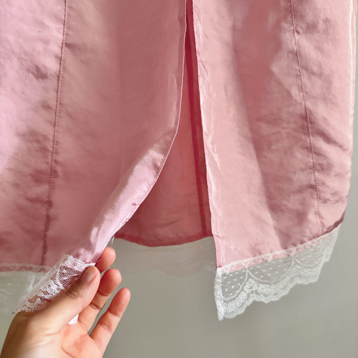 Satin lace skirt (pink, blue)