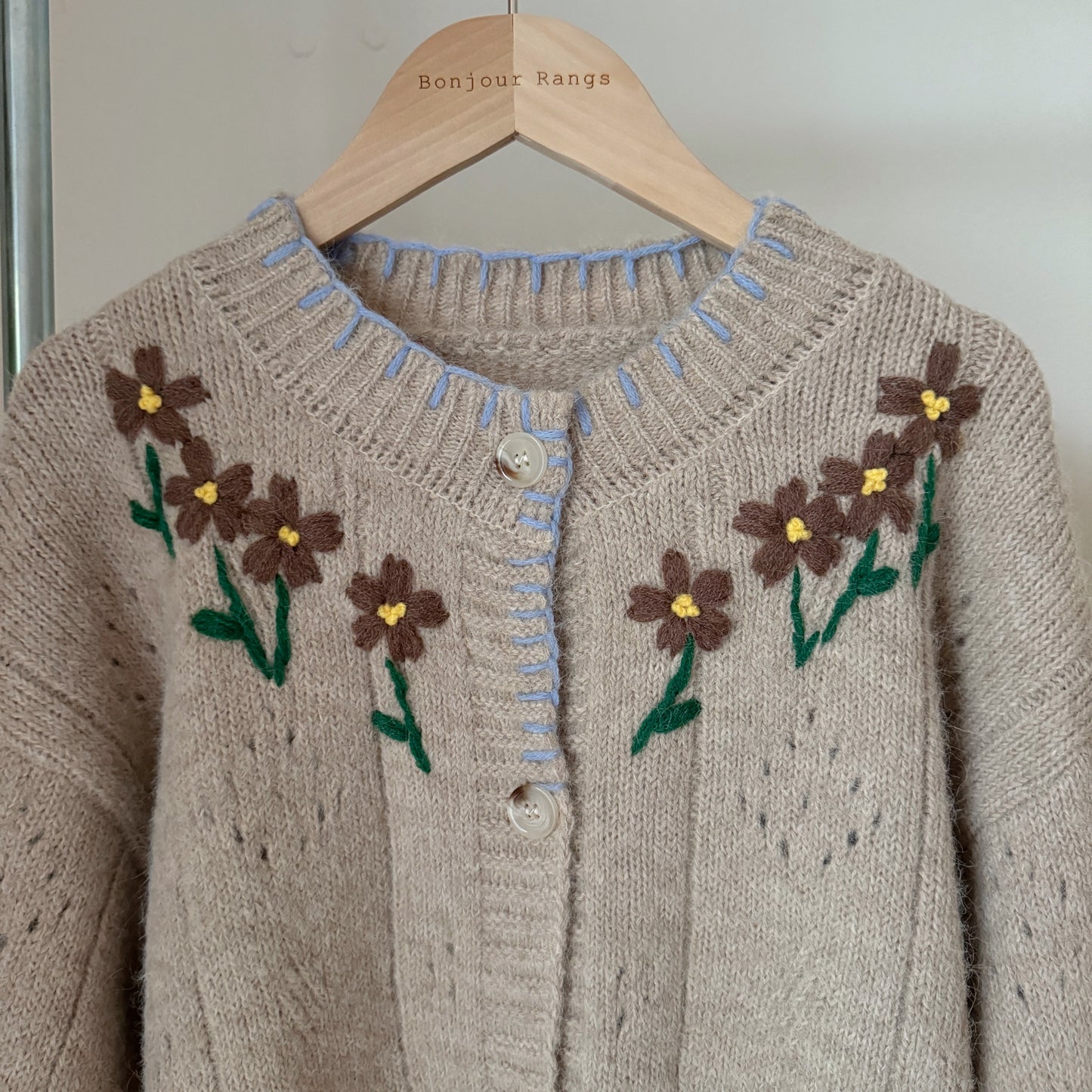 Vintage flower cardigan (grey,yellow,brown)