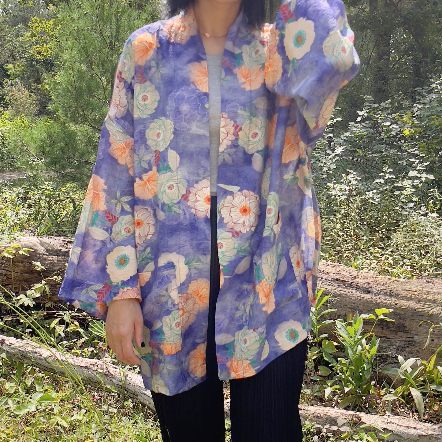 Printed Robe( purple, green)