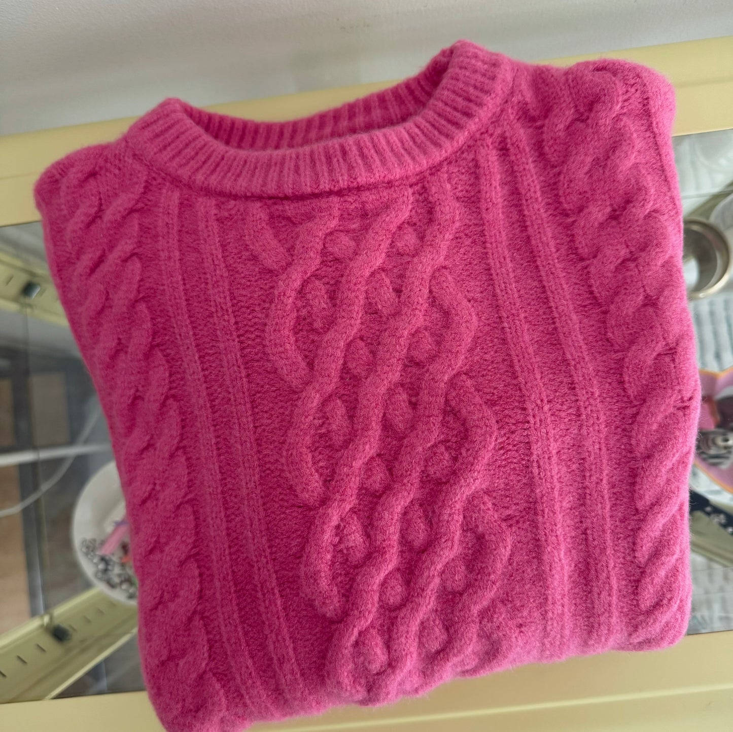 CABLE ROUND KNIT(pink , green, black )
