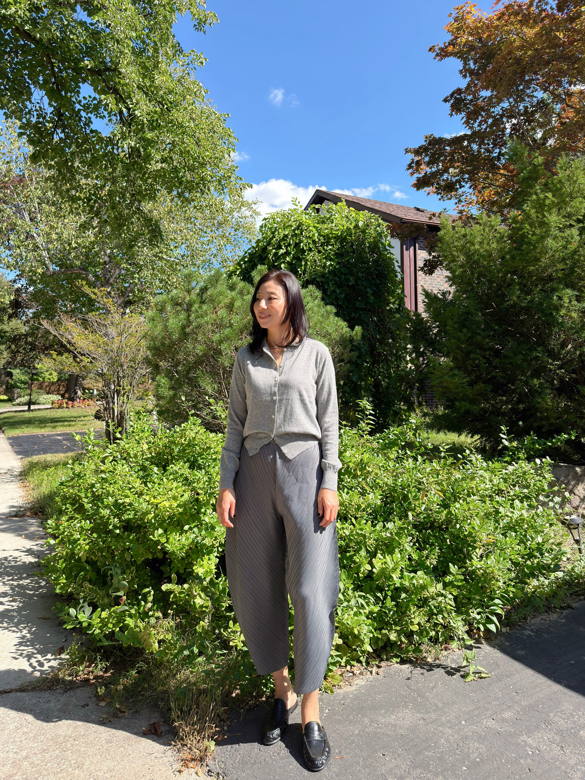Cashmere Collar Knit Cardigan (Gray, Brown, Blue)