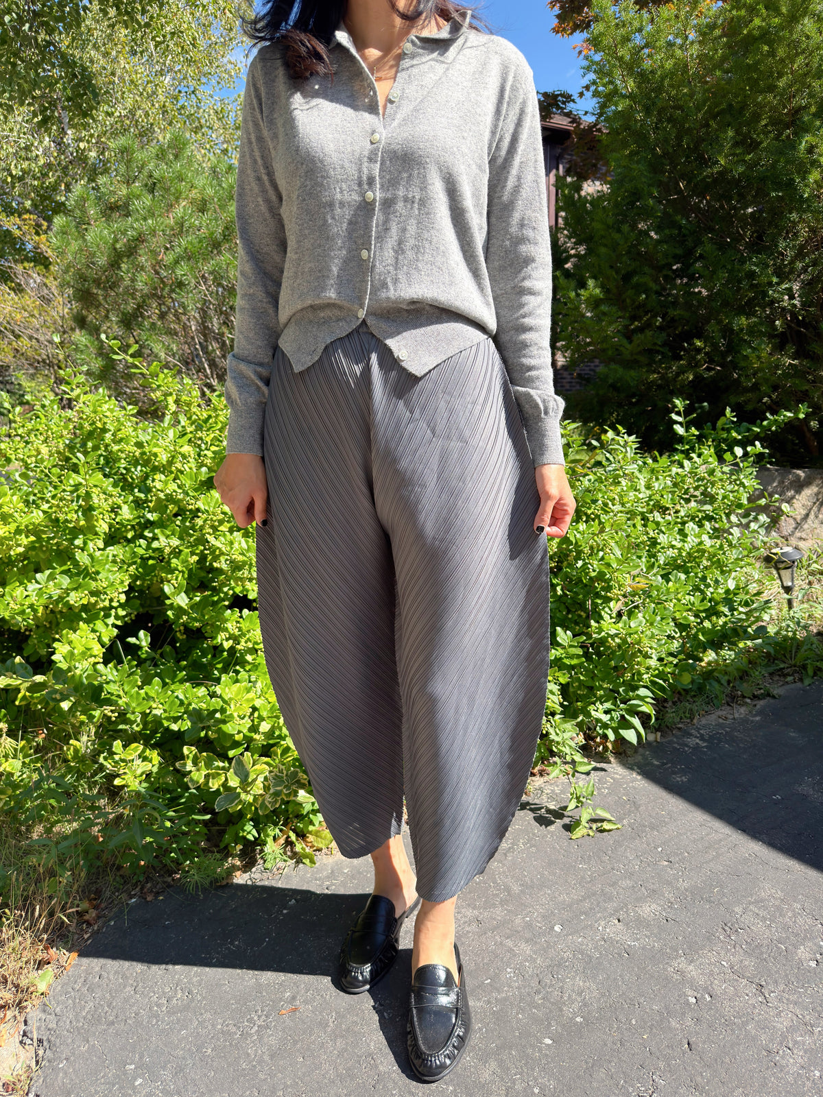 Cashmere Collar Knit Cardigan (Gray, Brown, Blue)