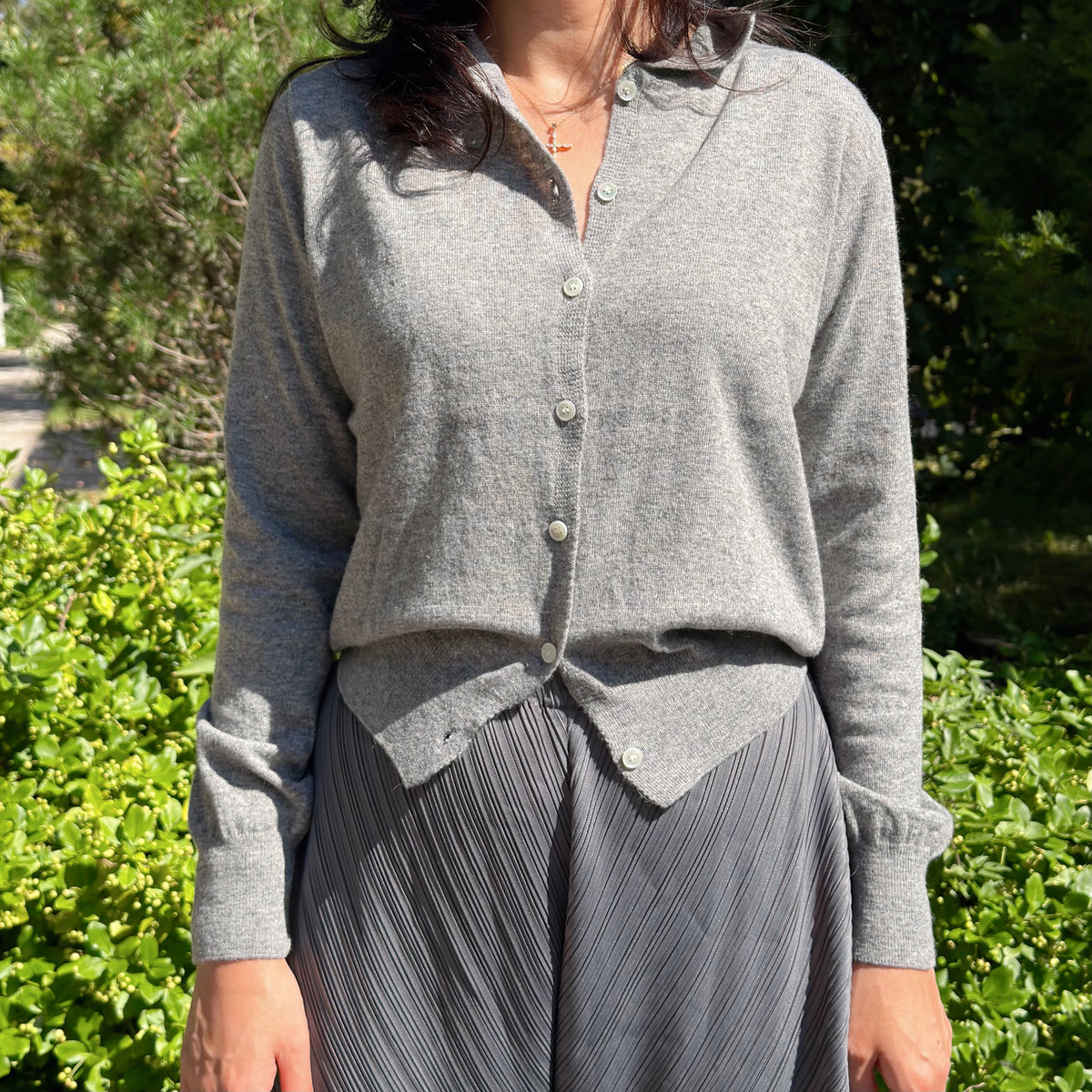 Cashmere Collar Knit Cardigan (Gray, Brown, Blue)