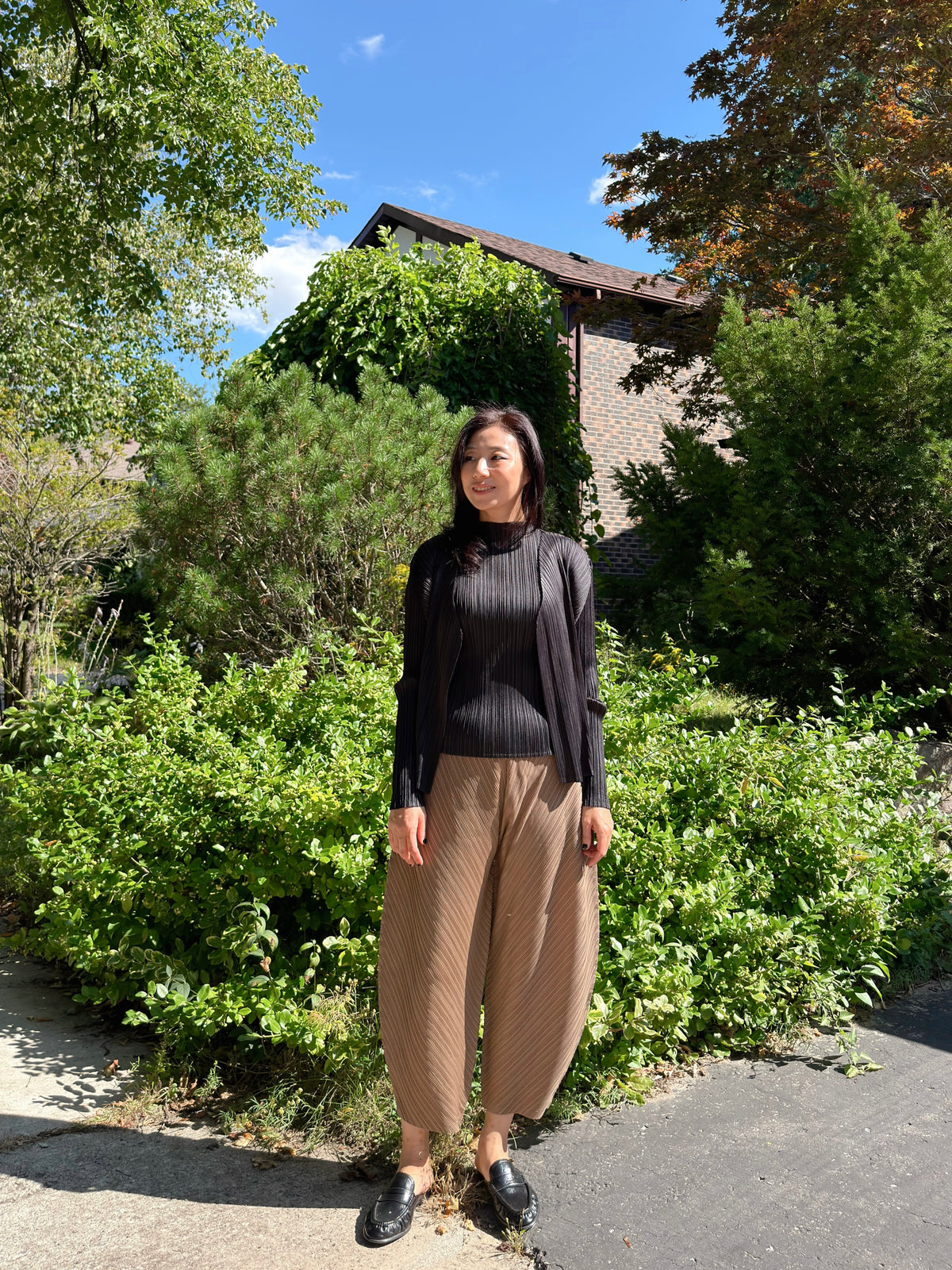 Pleated Draped Balloon Pants (black, brown, gray)
