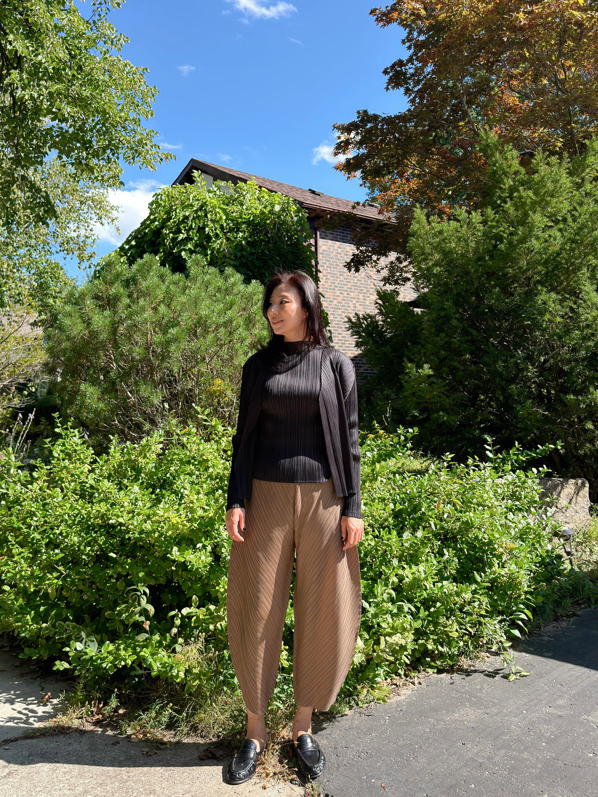 Pleated Draped Balloon Pants (black, brown, gray)