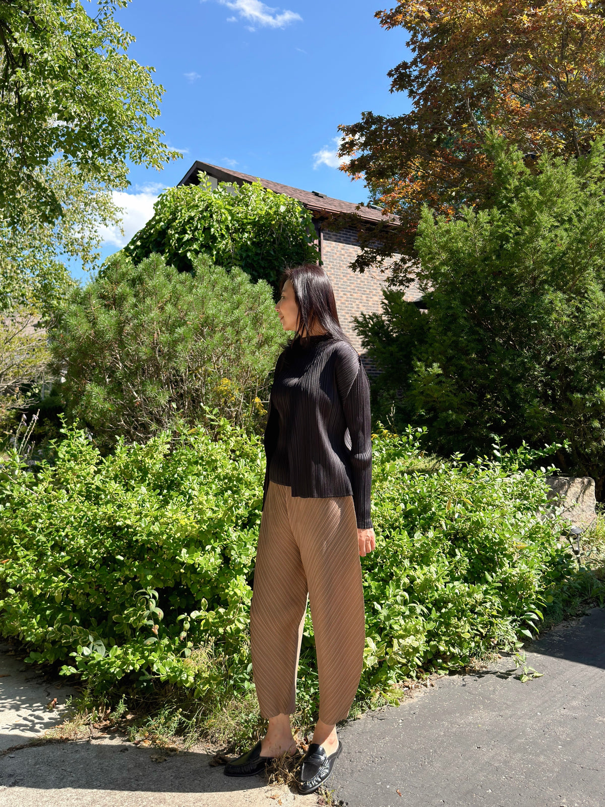 Pleated Draped Balloon Pants (black, brown, gray)