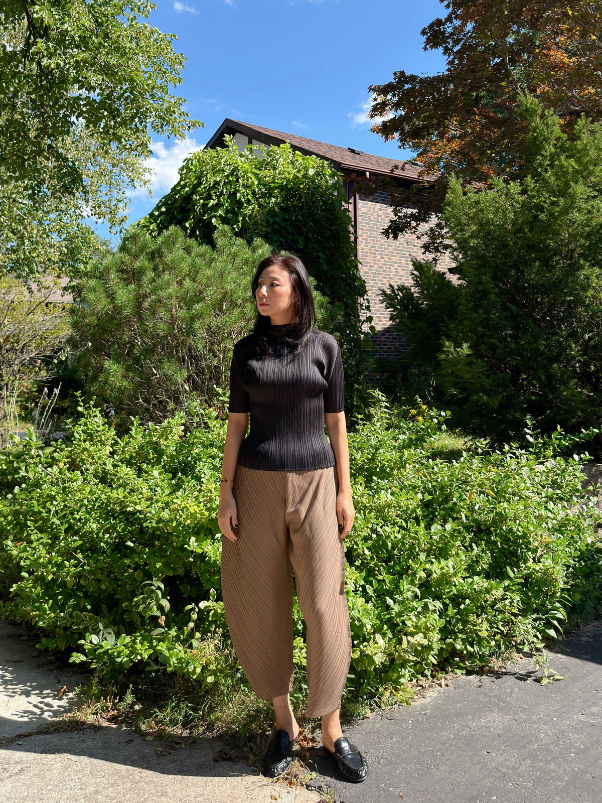 Pleated Draped Balloon Pants (black, brown, gray)
