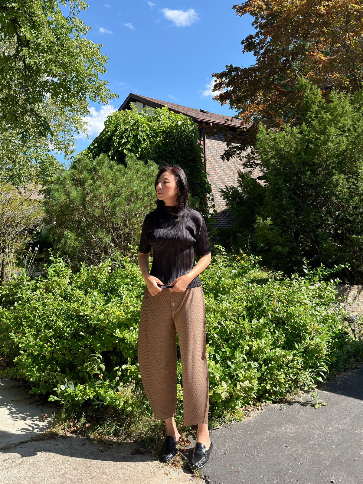 Pleated Draped Balloon Pants (black, brown, gray)