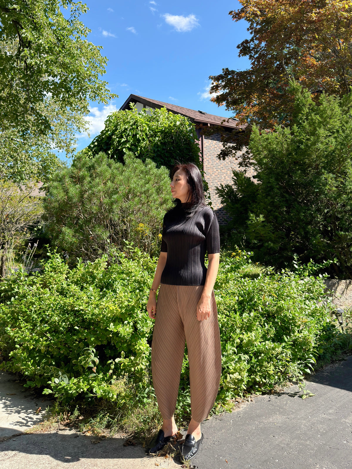 Pleated Draped Balloon Pants (black, brown, gray)
