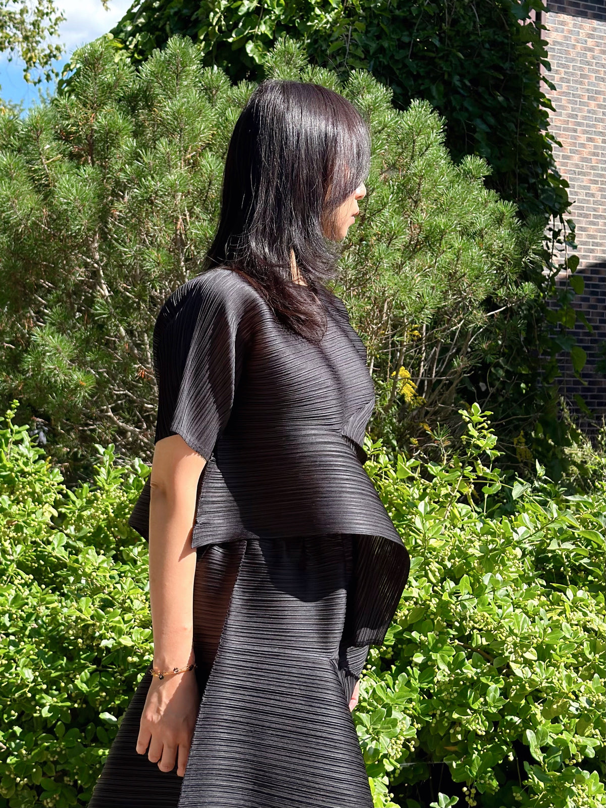 Pleated Draped Top (black ,gray)