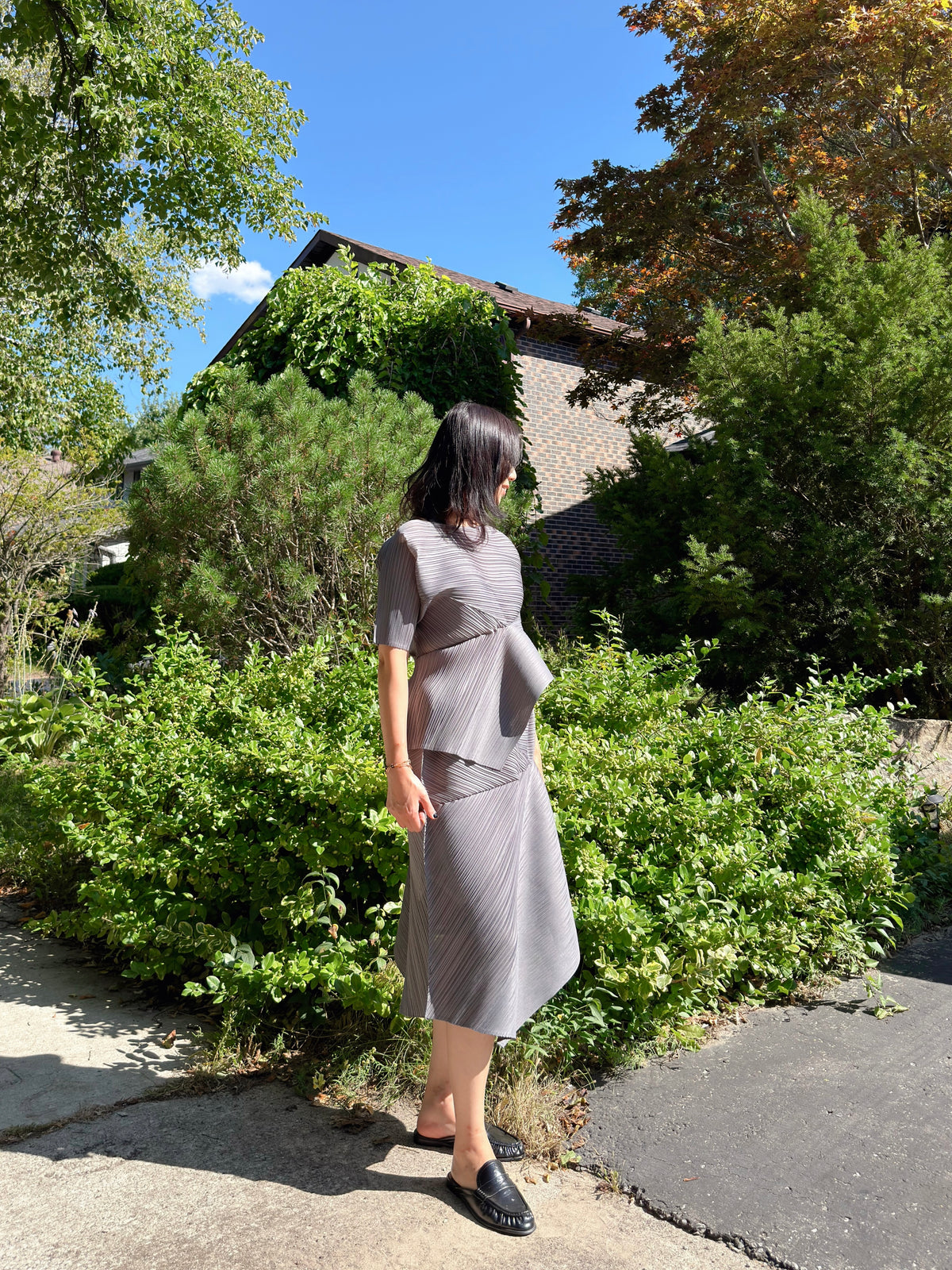 Pleated Draped Top (black ,gray)